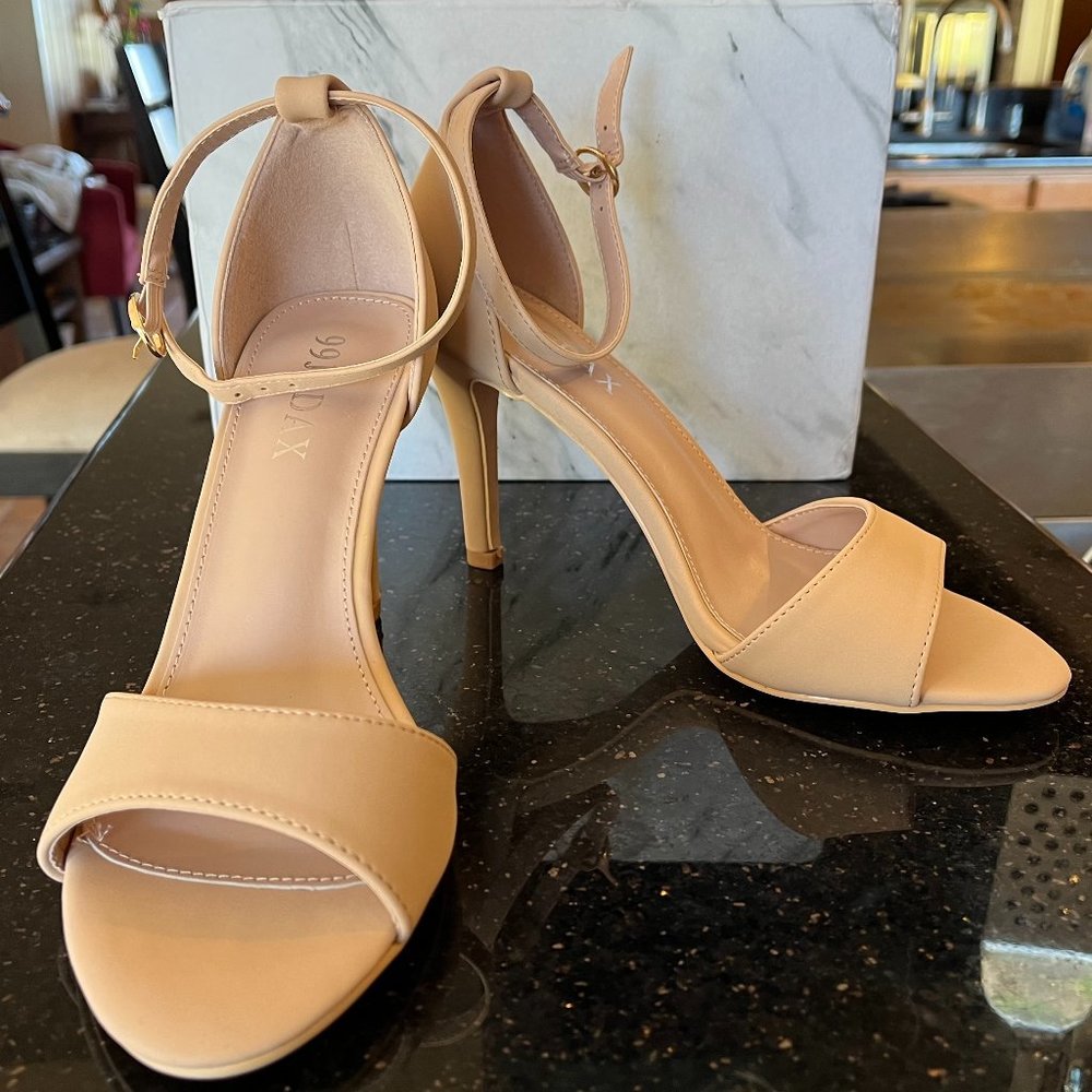 Women's Nude Open Toe Ankle Strap High Heel Sandals 7.5